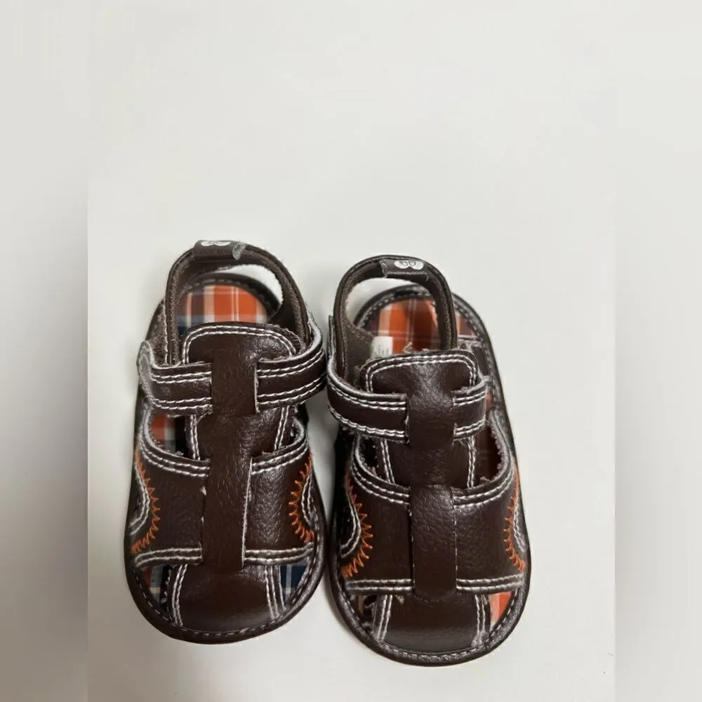 Stepping Stones Baby Kids Boys Brown Infant Sandals Shoes Size 9-12 m